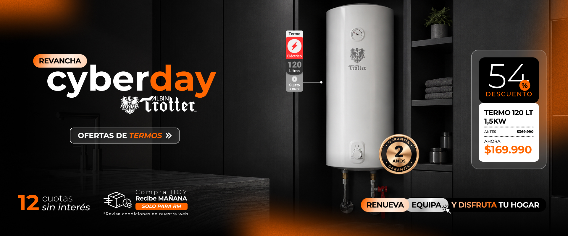Oferta Cyber Termo Eléctrico Albin Trotter 120 litros